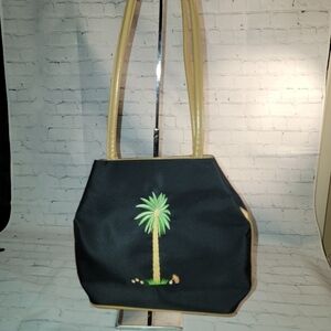 Tiani Shoulder Bag Fabric with Embroidered Palm Tree and Monkey